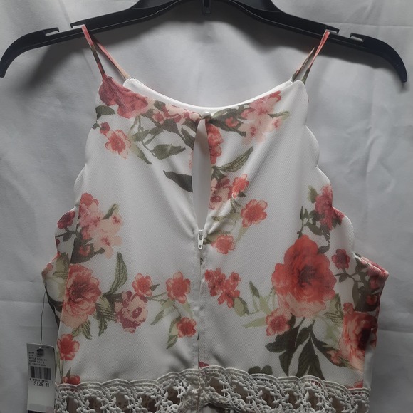 NWT A. Byers scalloped top peachy pink mesh lace waist knee length dress 11 - Picture 4 of 11